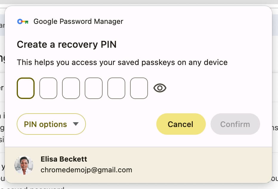 Chrome, Google Şifre Yöneticisi PIN'i istiyor